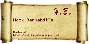 Hock Barnabás névjegykártya